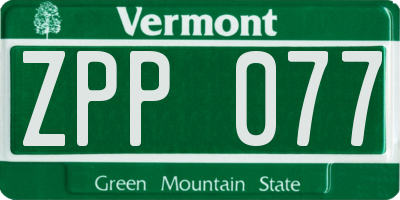 VT license plate ZPP077