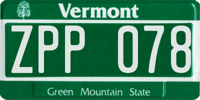 VT license plate ZPP078