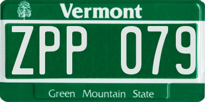 VT license plate ZPP079