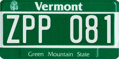VT license plate ZPP081