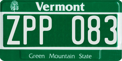 VT license plate ZPP083