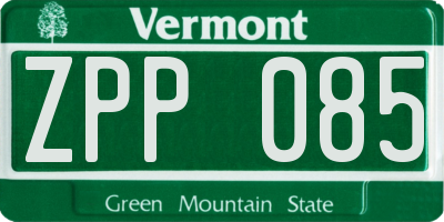VT license plate ZPP085