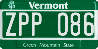 VT license plate ZPP086