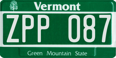 VT license plate ZPP087