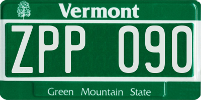 VT license plate ZPP090