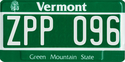 VT license plate ZPP096