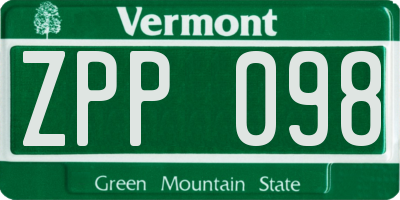 VT license plate ZPP098