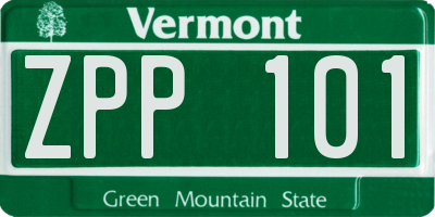 VT license plate ZPP101