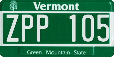 VT license plate ZPP105