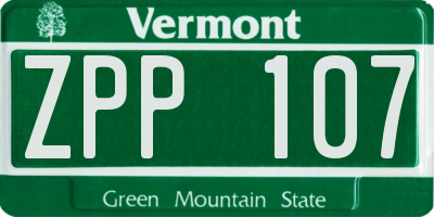 VT license plate ZPP107