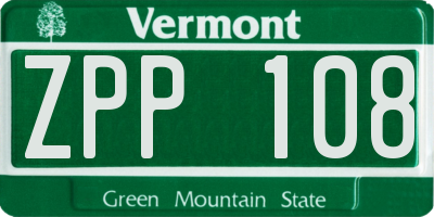 VT license plate ZPP108