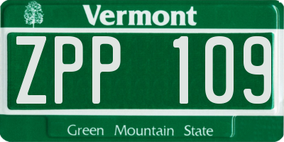 VT license plate ZPP109
