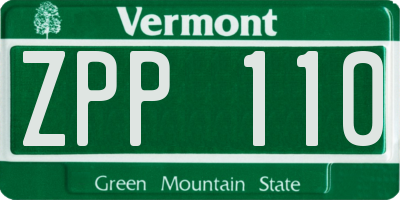 VT license plate ZPP110