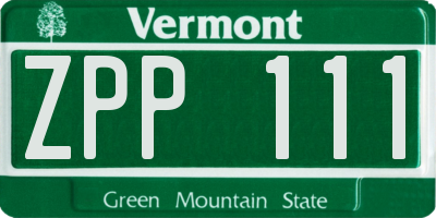 VT license plate ZPP111