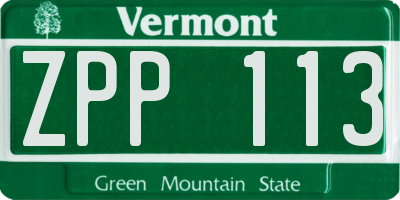 VT license plate ZPP113