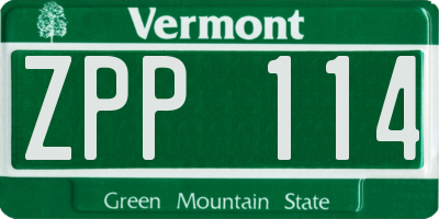 VT license plate ZPP114