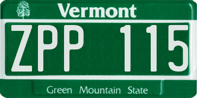 VT license plate ZPP115