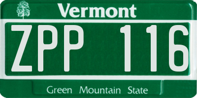 VT license plate ZPP116