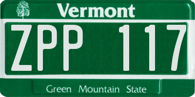 VT license plate ZPP117