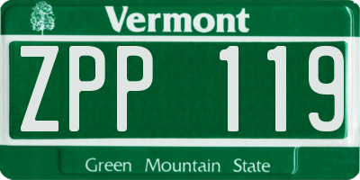 VT license plate ZPP119