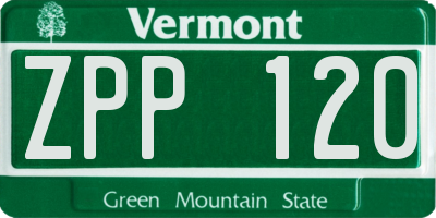 VT license plate ZPP120