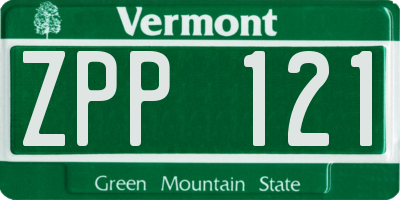 VT license plate ZPP121