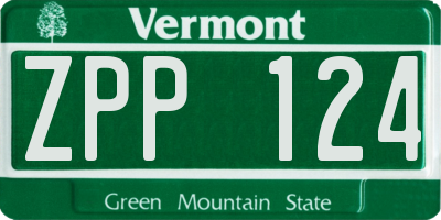VT license plate ZPP124