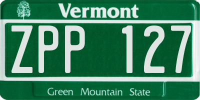 VT license plate ZPP127