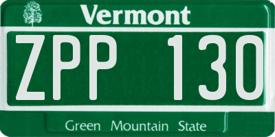 VT license plate ZPP130