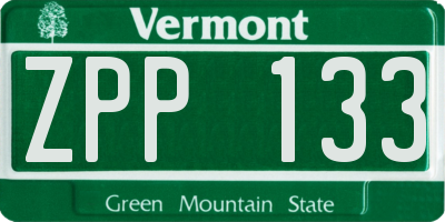 VT license plate ZPP133