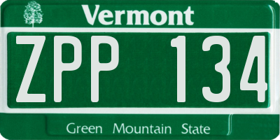 VT license plate ZPP134