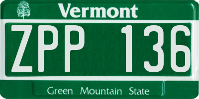 VT license plate ZPP136