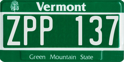 VT license plate ZPP137