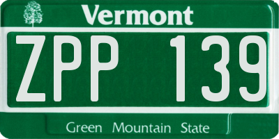 VT license plate ZPP139