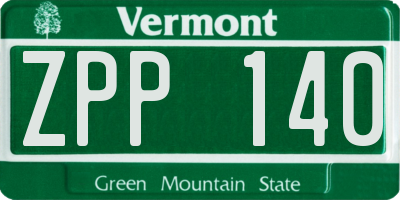 VT license plate ZPP140