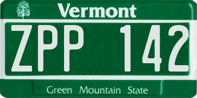 VT license plate ZPP142