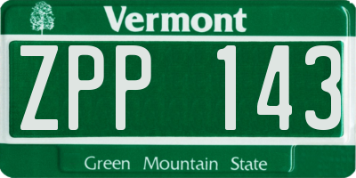 VT license plate ZPP143