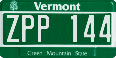 VT license plate ZPP144