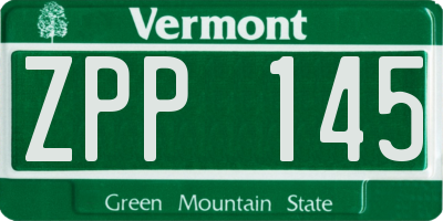 VT license plate ZPP145