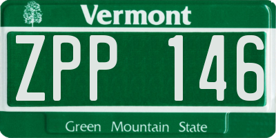VT license plate ZPP146