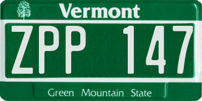 VT license plate ZPP147