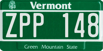VT license plate ZPP148