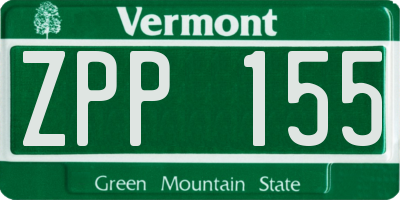 VT license plate ZPP155