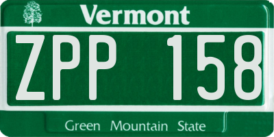 VT license plate ZPP158