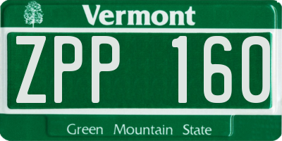 VT license plate ZPP160