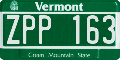 VT license plate ZPP163
