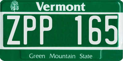 VT license plate ZPP165