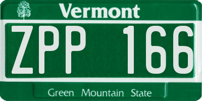 VT license plate ZPP166