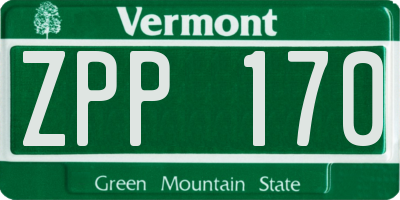 VT license plate ZPP170