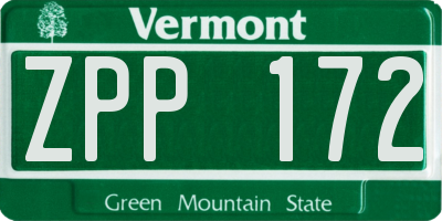 VT license plate ZPP172